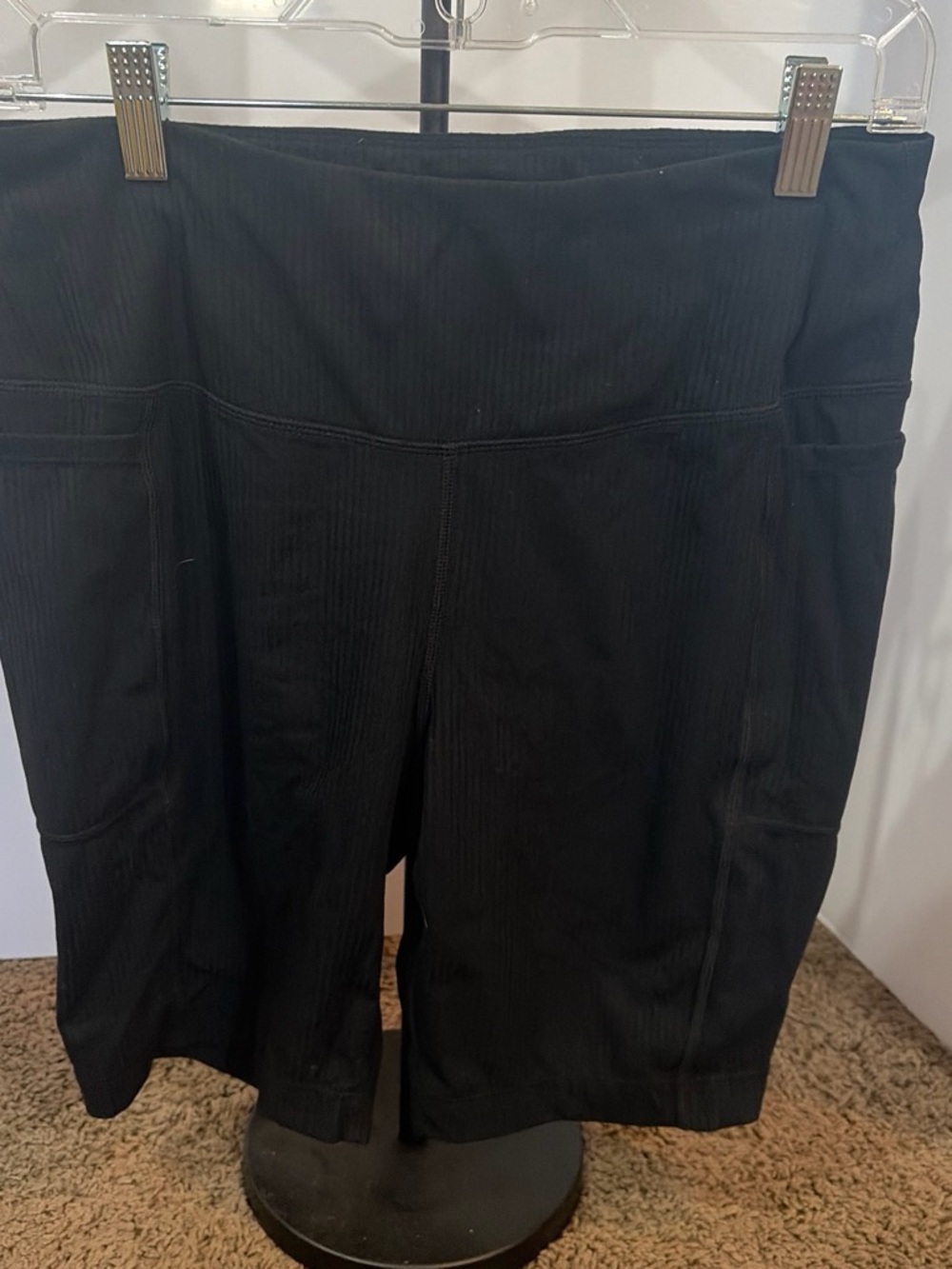 Mondetta Black Ribbed High-Waist Athletic Shorts